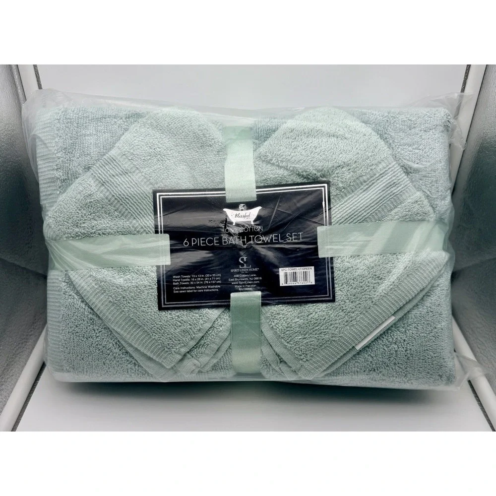 Spirit Linen Home 6-Piece Towel Set 100% Cotten (2) Bath (2) Hand (2) Wash